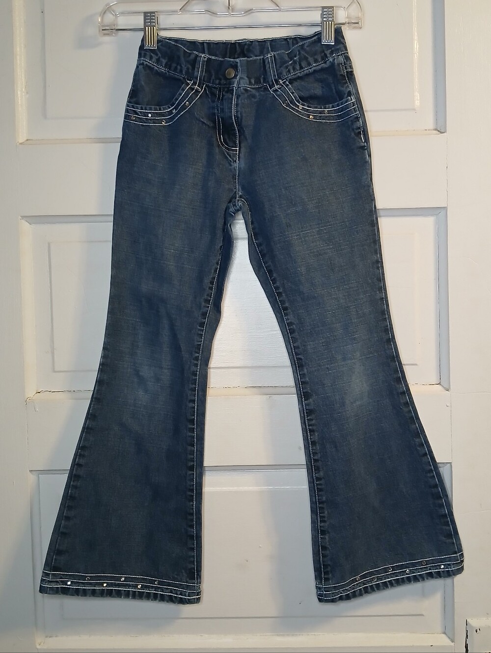 Gymboree Girls Size 8 Flare Jeans Studded Rhinestone Medium Wash Denim